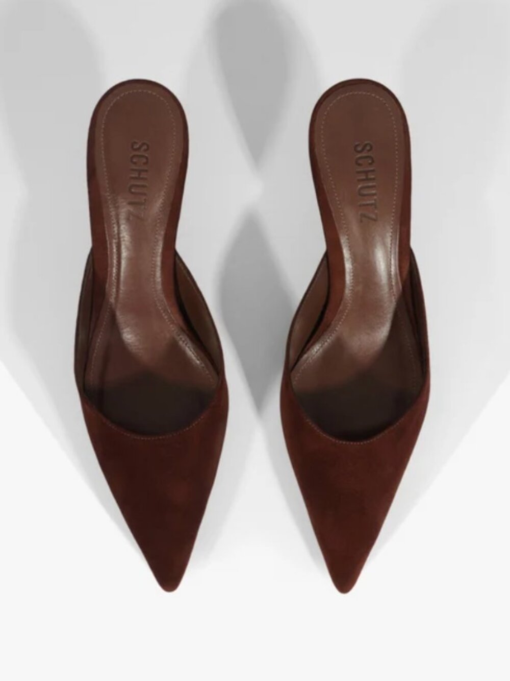 SCHUTZ Brown Suede Pointed-Toe Mules - Picture 8 of 8